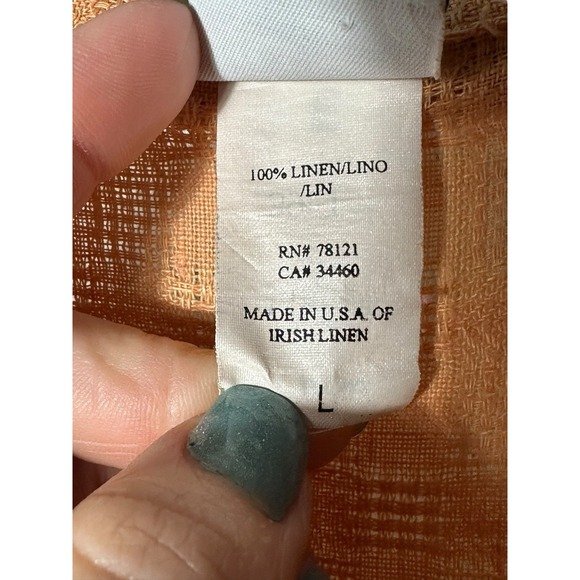 Eileen Fisher 100% Irish Linen Shirt Large Blouse Top Lagenlook Peach #L3-7 - Picture 3 of 7